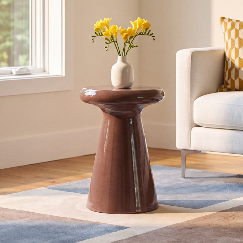 Gibraltar Kika Smooth Concrete End Table, Smooth Red Concrete