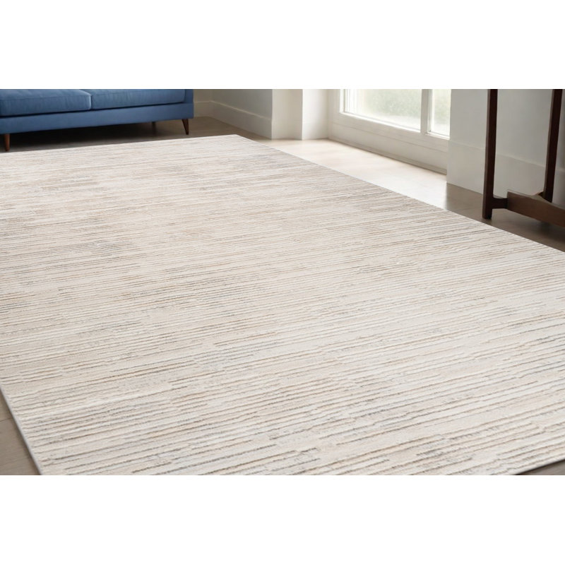 Tapis abstrait gris et beige 5 pi x 8 pi