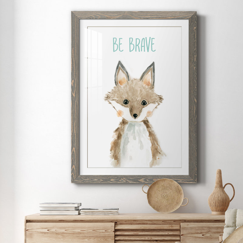 Be Be Brave Fox - impression encadrée, H 37,5 po x l 27,5 po x P 1,5 po, Toile avec cadre gris