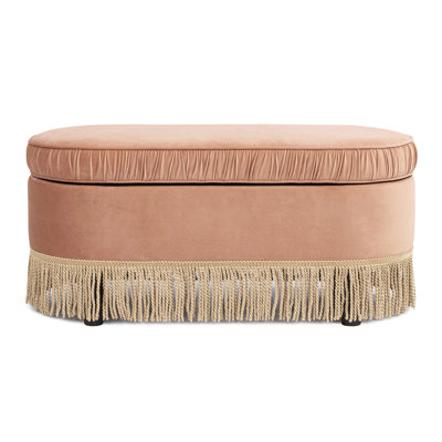 Serena 38" Oval Storage Bench Ottoman, Olive Green Performance Velvet
