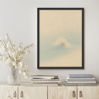 Reproduction d'art murale encadrée - vague abstraite douce, art minimaliste inspiré de l'océan pour les maisons côtières ou les chambres à coucher