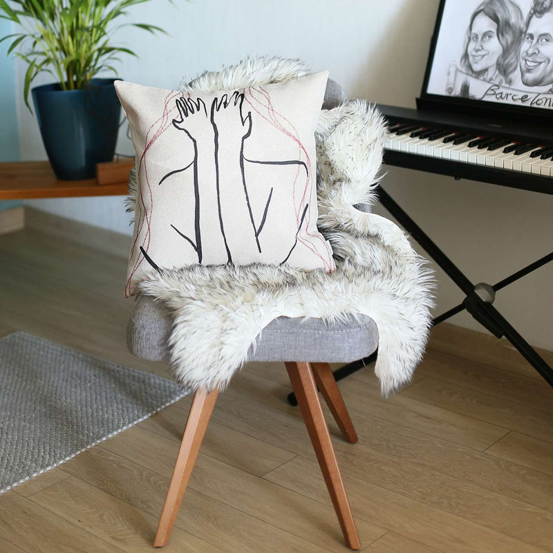Coussin Hidden Face, H 18 po x l 18 po, Blanc / gris