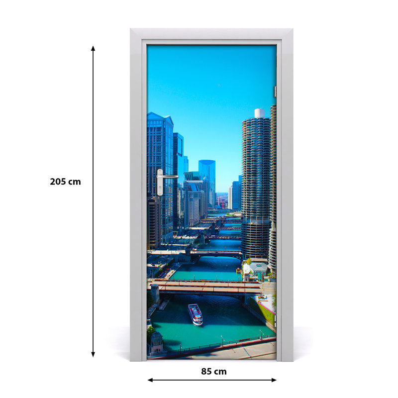 Chicago River Door Decal, 205cm H x 85cm W