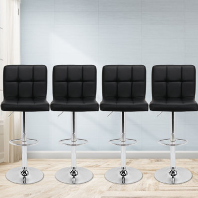 Martel Swivel Adjustable Height PU Leather Bar Stool with Backrest by Orren Ellis