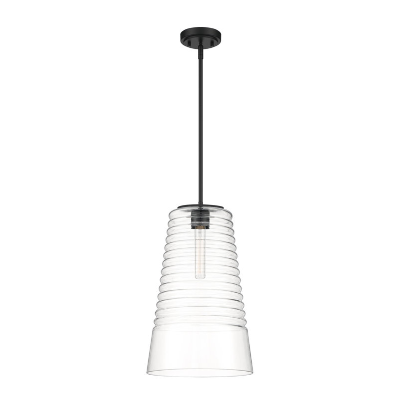 Luminaire suspendu conique 1 lumière Aketza, Noir mat