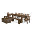 L'ensemble de table de cuisine 9 pièces Mid Century comprend une table de cuisine rectangulaire extensible, 7 chaises empilables en polyester et 1 banc, noyer antique-578096715-578096716-591189256