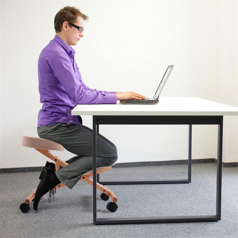 Adjustable Height Ergonomic Kneeling Chair Wheels, Beige