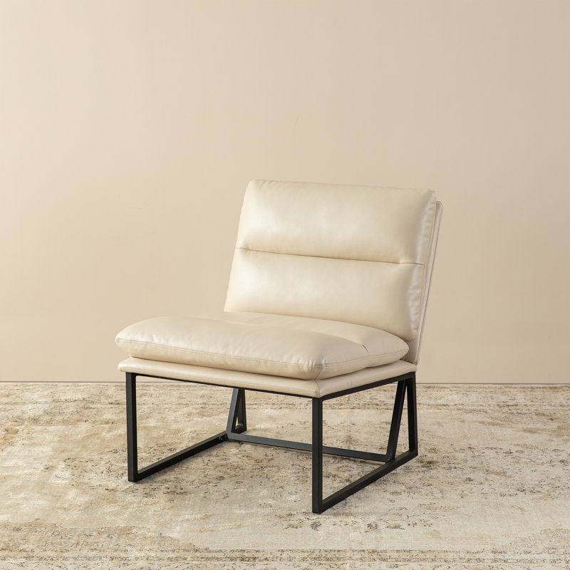 Chaise d'appoint Caylub, Similicuir beige