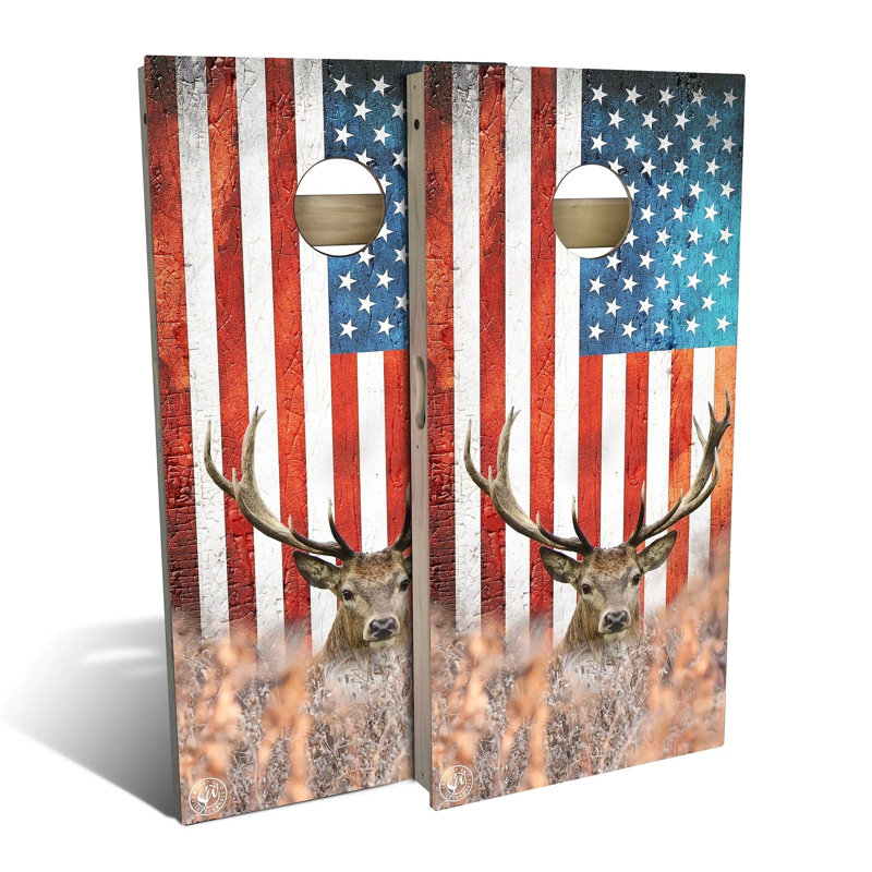 Ensemble de cornhole en bois de cerf américain, Ajouter un étui et des lumières
