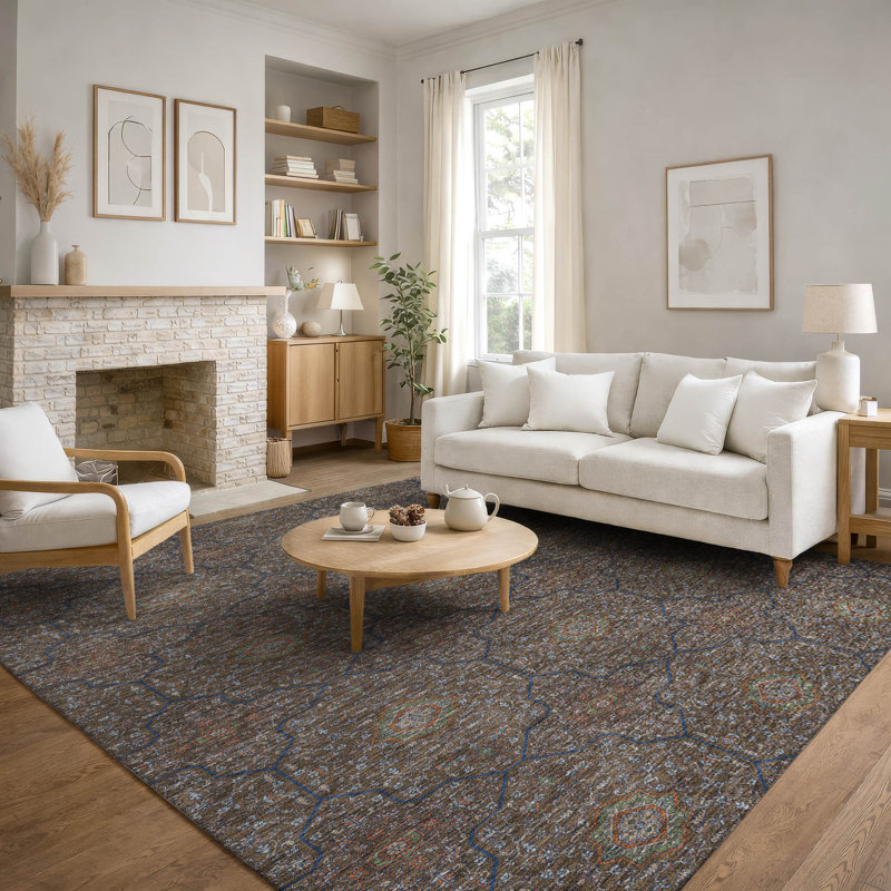 Premium Machine Washable Mayfield AMF2409 Oriental Rug, Chocolate, 9' x 12'