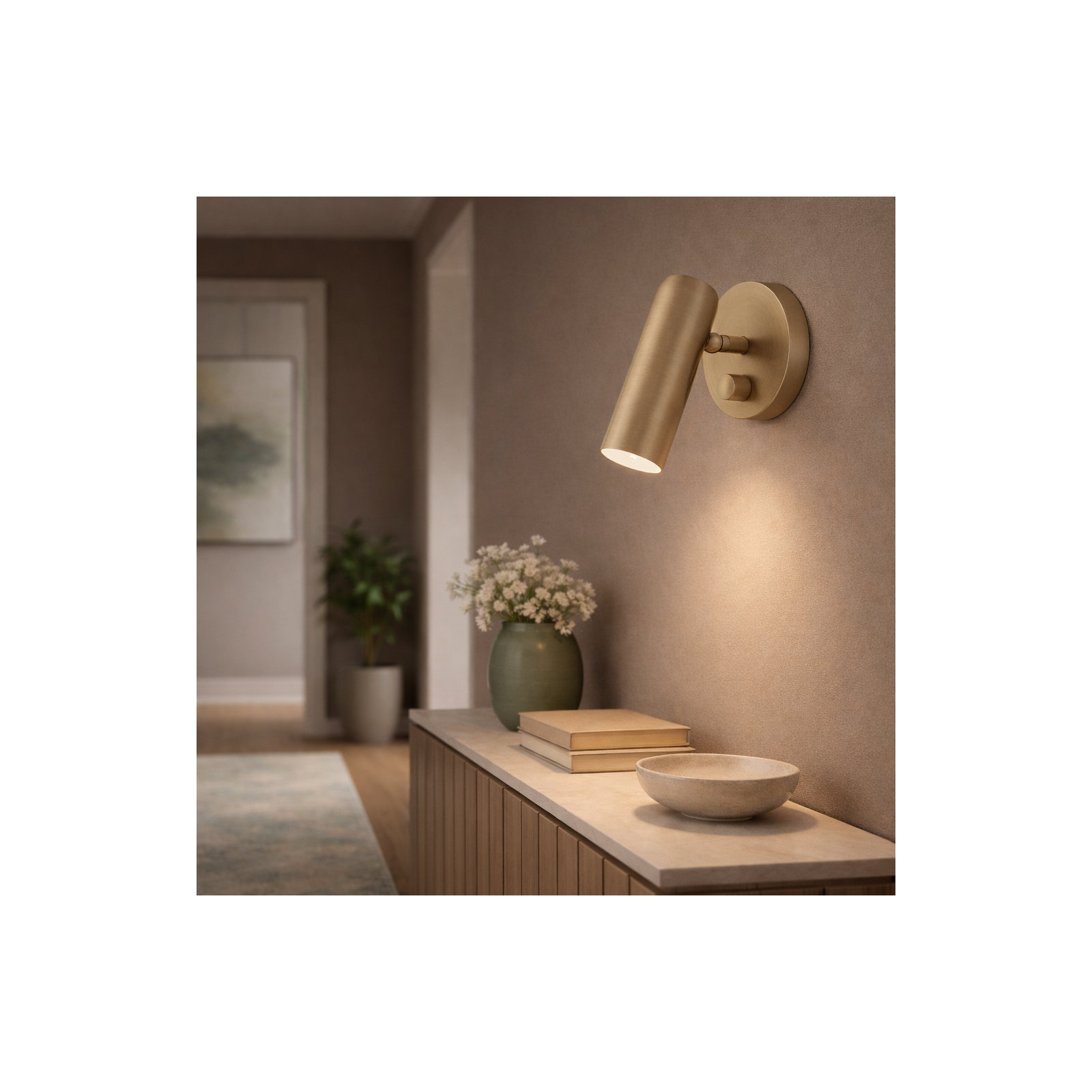 Arla Single Light Dimmable LED Wall Sconce, Heritage Brass