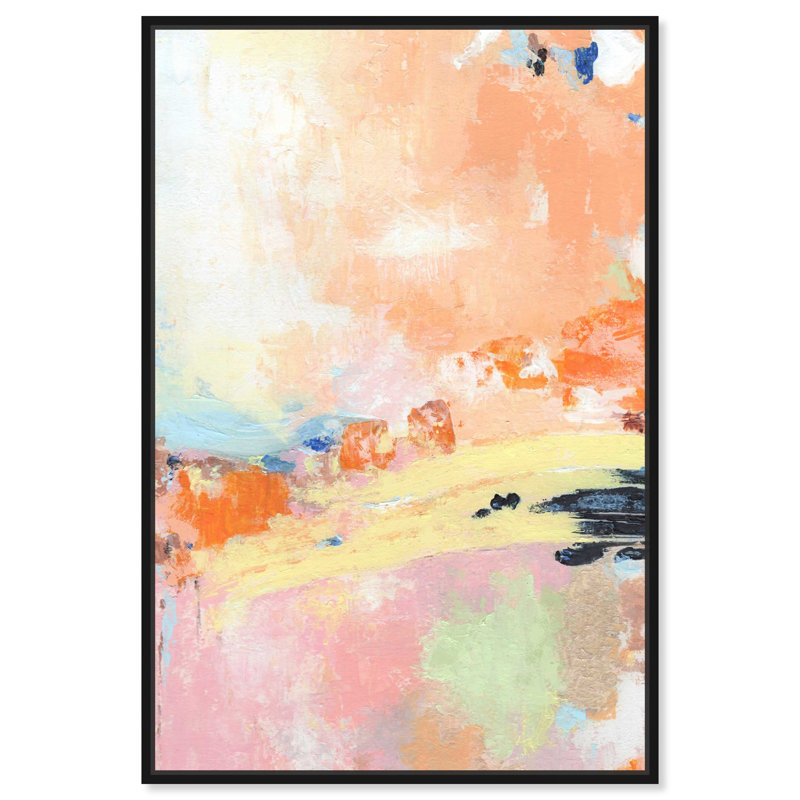 «Bright Seascape Boho Abstract» par Art Remedy, Cadre noir, H 16 po x l 11 po