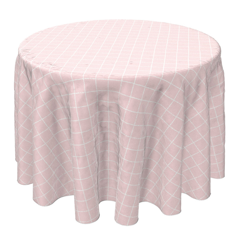 Round Checkered Cotton Twill Tablecloth