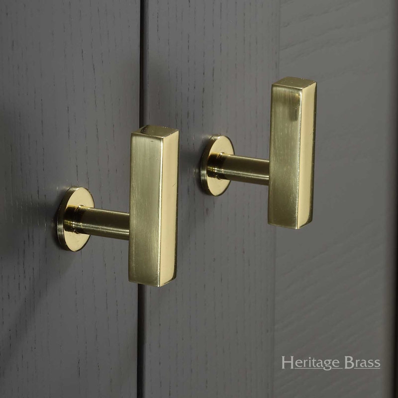 Heritage Brass Heritage Cabinet Knob Offset Square Design 44mm, Polished Brass