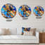 Formes géométriques en orange et bleu - Horloge murale moderne-59914862
