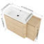 Meuble-lavabo autoportant de 48 po avec lavabo en céramique blanche et 1 petite armoire de rangement, porte à fermeture douce, chêne blanc américain, contreplaqué