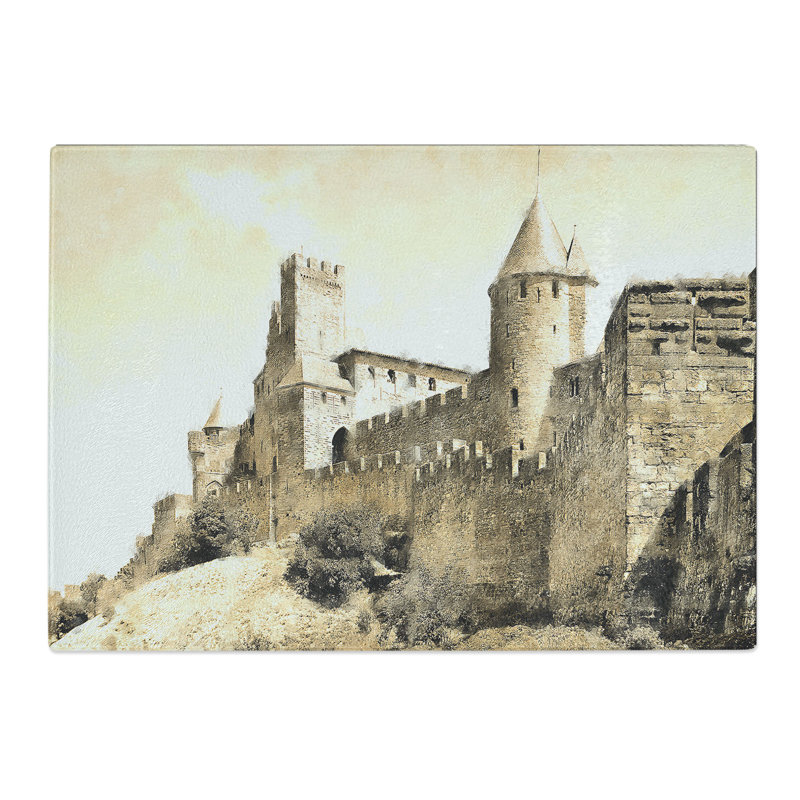 Tempered Glass La Cite Citadel in Carcassonne France Chopping Board, 28.5 cm x 39 cm