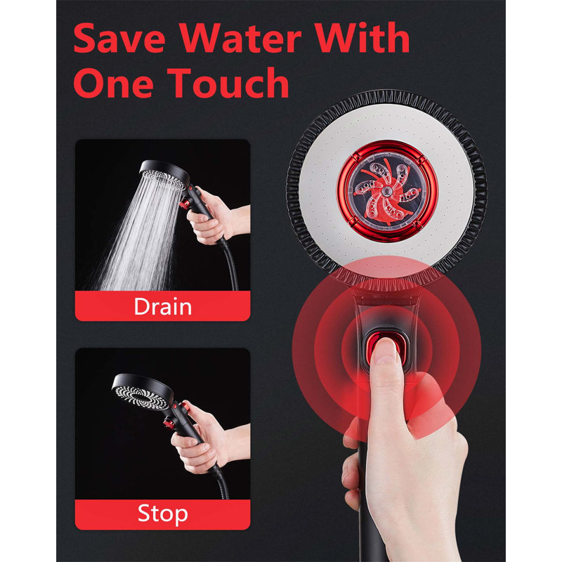 Shower Head With Filter And 3 Shower Modes, Matte Black