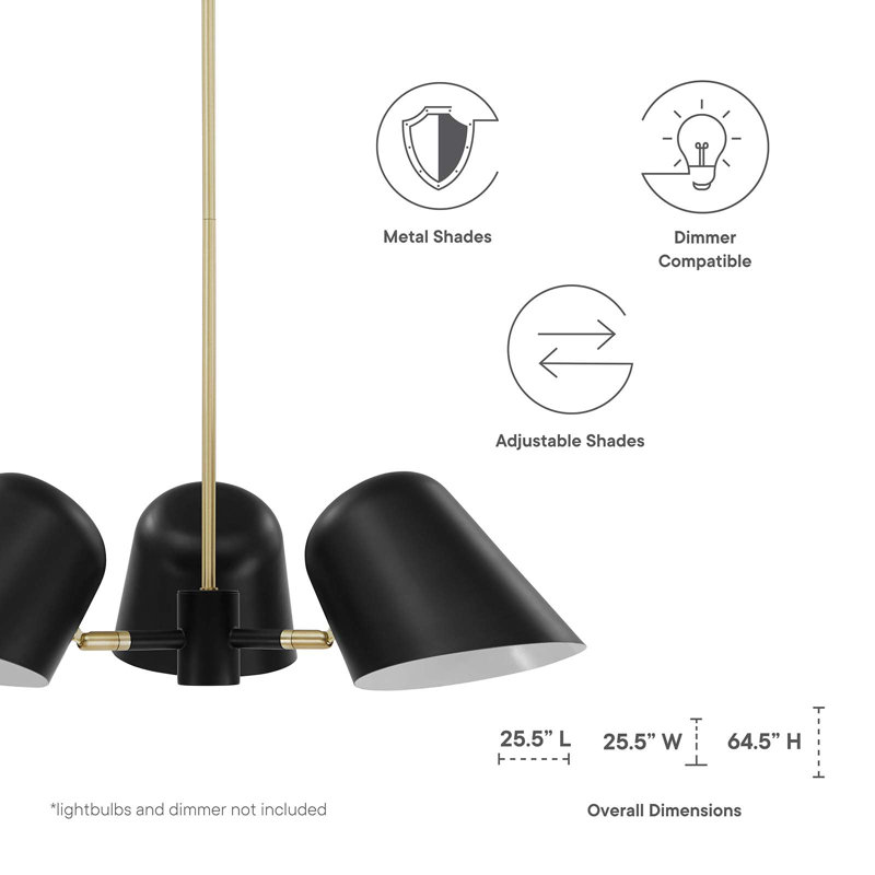 Briana Adjustable 3-Light LED Modern Pendant in Satin Black
