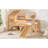 Twin Size House Loft Bed With Slide,Playhouse Bed With Star Moon-Shaped Designs And Window, Chic Design With LED Lights,No Box Spring Needed,Natural-125600630-125600629