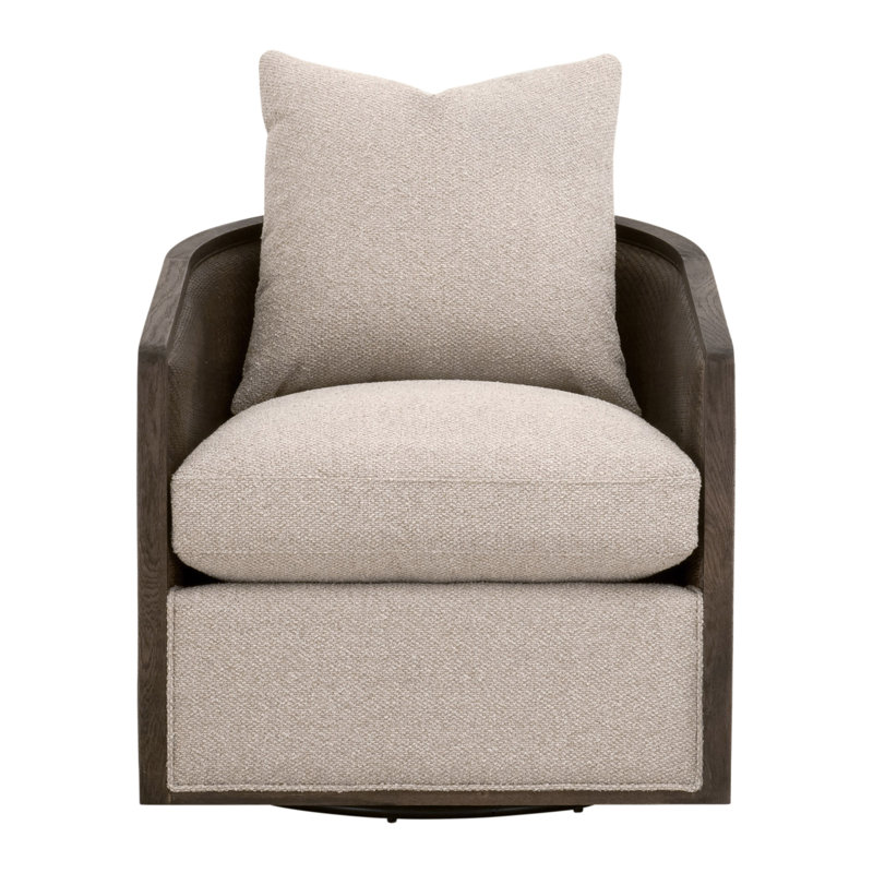 Noda Swivel Club Chair, Dark Brown Wood