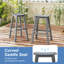  Ensemble 3 pièces de table de bar et de chaises en PEHD pour 2 personnes avec repose-pieds pour piscine de jardin-876399350