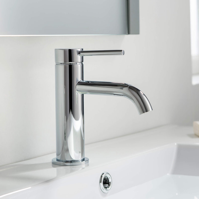 Robinet de salle de bain circulaire à installation monotrou, Chrome chrome, Drainage inclus