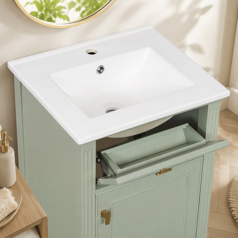 Meuble-lavabo de 20 po avec lavabo et rangement intelligent, Green, 20