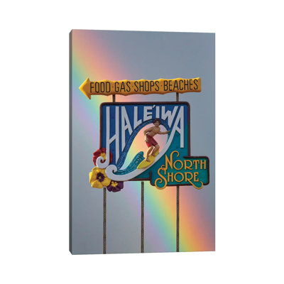 Haleiwa Sign Man Rainbow I 1 Piece Wrapped Canvas Wall Art