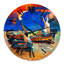 Horloge murale avec bateaux de pêche sur l'eau avec ciel bleu foncé I-60281399