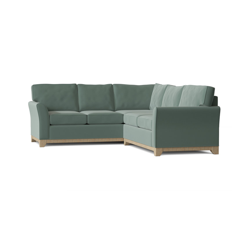 Canapé modulaire en coton de 108 po de largeur Bevins, Naturel, Lagon, Accoudoir à droite (vu de face)