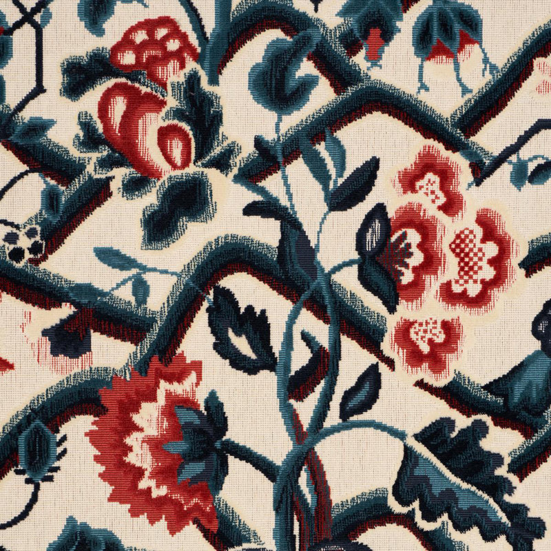 Jacobean Garden Velvet Fabric, Gold