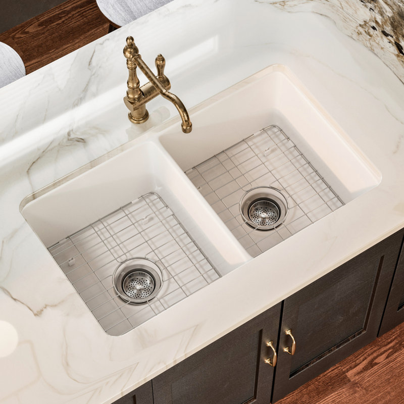 Los Flexi White Undermount Kitchen Sink, 32'' L x 19'' W x 10″ H, Rectangular Single Bowl, Standard Kit