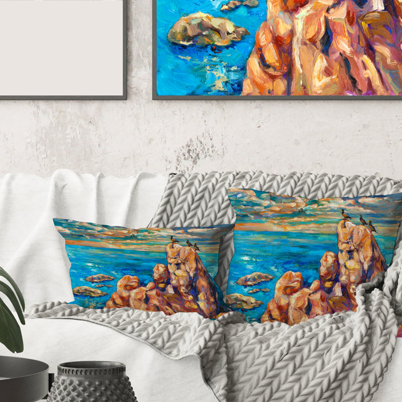 Housse et insert de coussin rectangulaire Cliff by the Ocean I