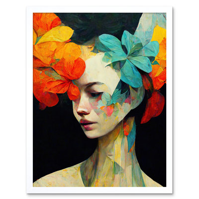 Floral Feminine Portrait Abstract Style - Print