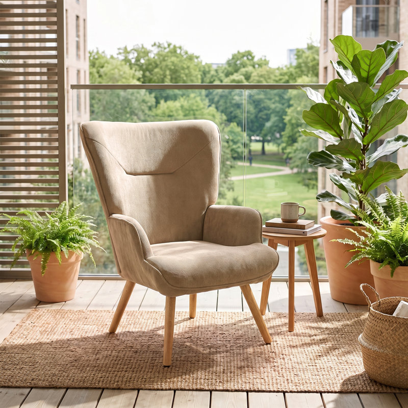 Upholstered Armchair, Camel