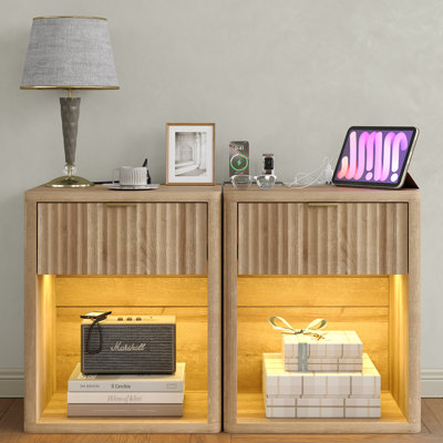 Taveda 39cm W Manufactured Wood Bedside Table