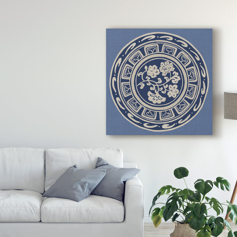 « indigo faïence iii », reproduction d’impression sur toile tendue, H 24 po x l 24 po x P 2 po