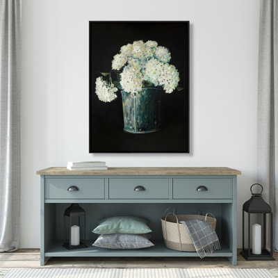White Hydrangea Flowers Print On Canvas
