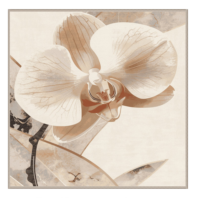 Tapis beige moelleux moelleux en orchidée chic et luxueux beige - reliure beige, Carré 5 pi