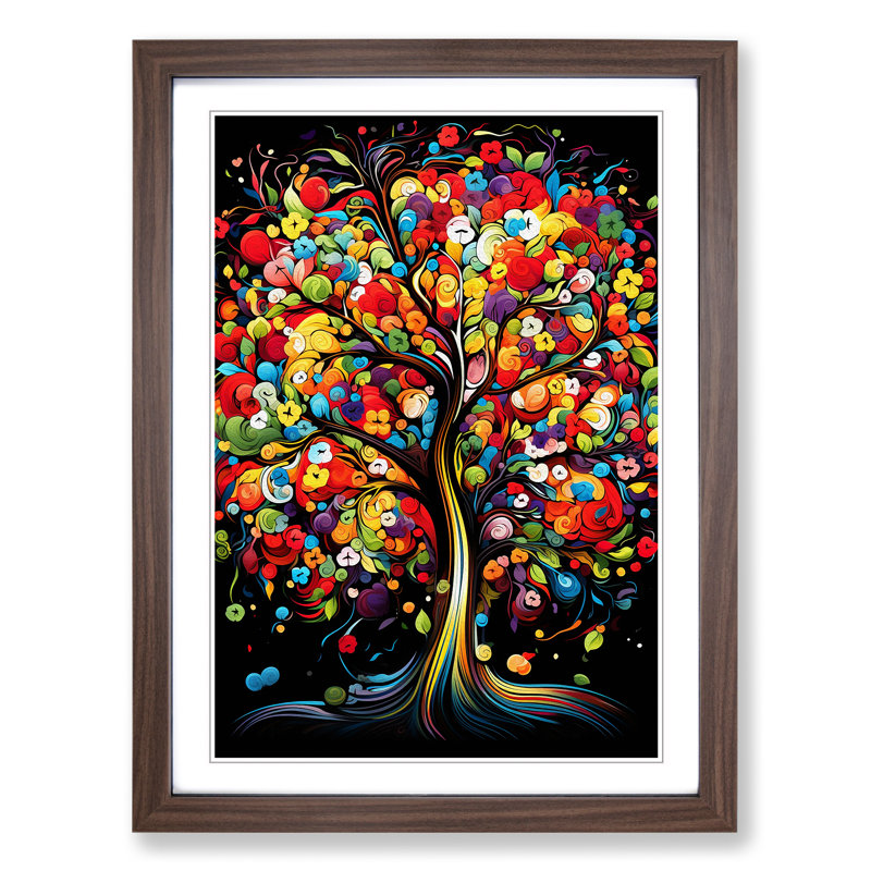Single Picture Frame Print on Wood, 64cm H x 46cm W, Walnut Framed