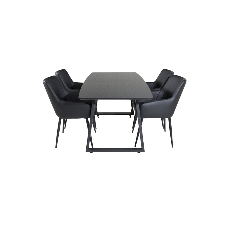 Zebediah 4 - Person Dining Set, Black, Black, Black
