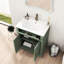 Meuble-lavabo de 28 po avec base à colonne romaine, rangement de qualité P2, lavabo Mid-Century facile à nettoyer, poignées en métal, lavabo profond pour garder le comptoir au sec