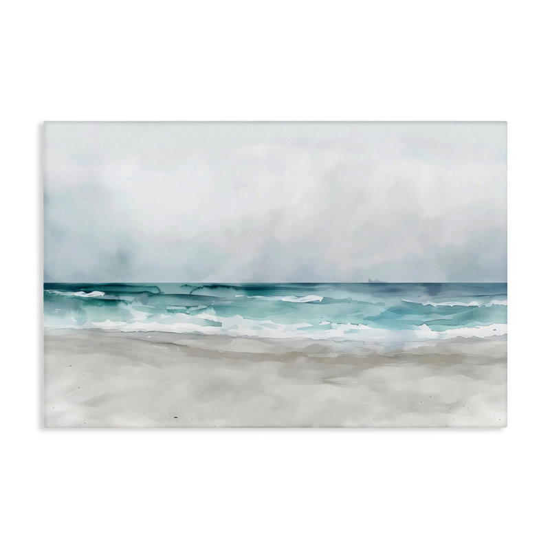 Toile abstraite aquarelle sur plage, design par LSR Design Studio, H 16 po x l 24 po
