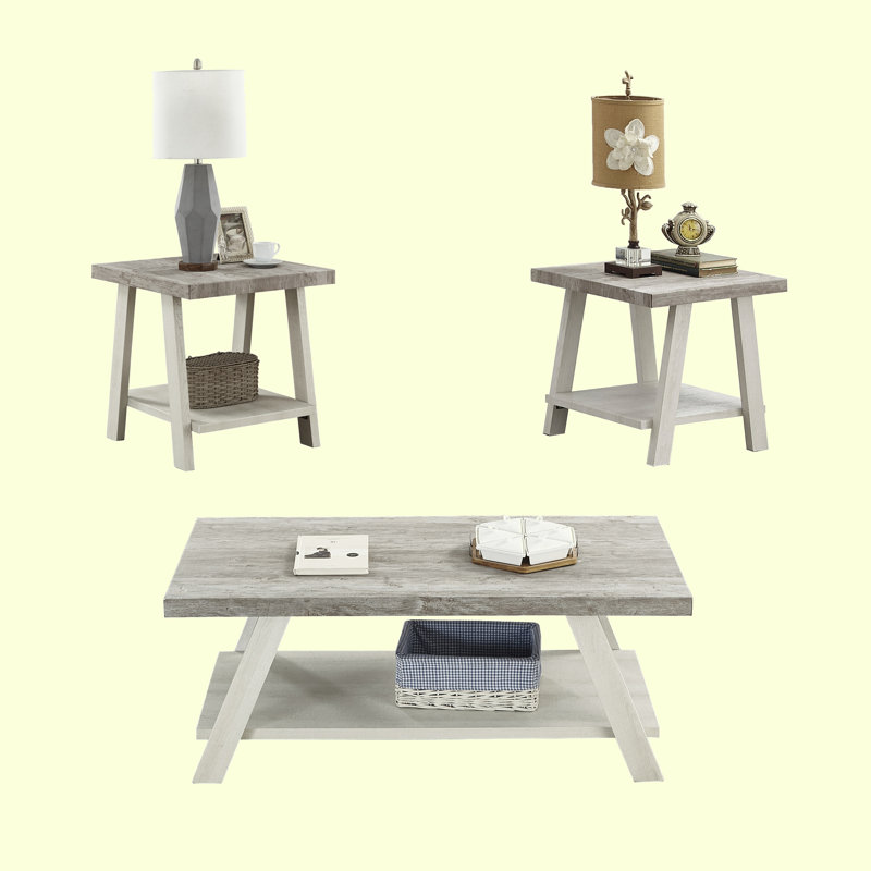 Table de bout Nigula, Beige, Gris patiné