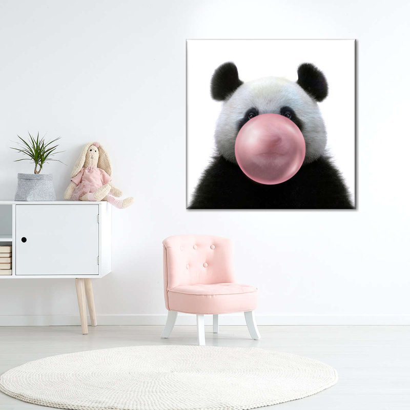 Impression sur toile Panda Bubble Gum, H 20 po x l 20 po x P 1,25 po