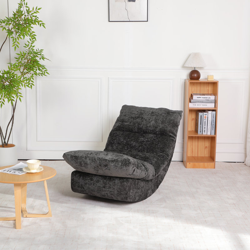 Chaise longue à bascule moderne, fauteuil inclinable rembourré avec dossier incurvé pour un confort ultime, Noir