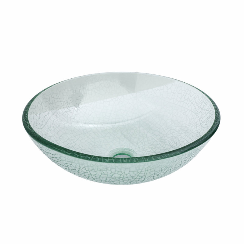 Lavabo de salle de bain rond, lavabo de salle de bain vasque trempé avec bonde escamotable