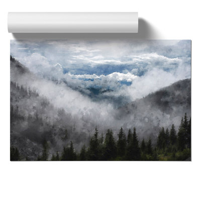 Fire Tree Forest Painting - Frameless Print