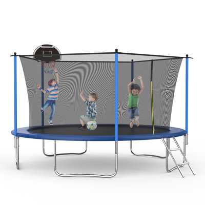 Trampoline de jardin rond 14 'avec enceinte sécuritaire SENCHO GINSYTALIOR